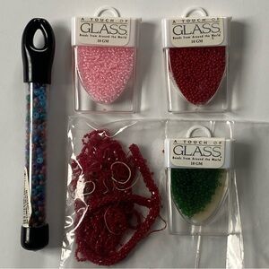 Czech Mixed Glass Bead Lot Red Pink Mixed Flowers Jewelry Making NEW Vintage